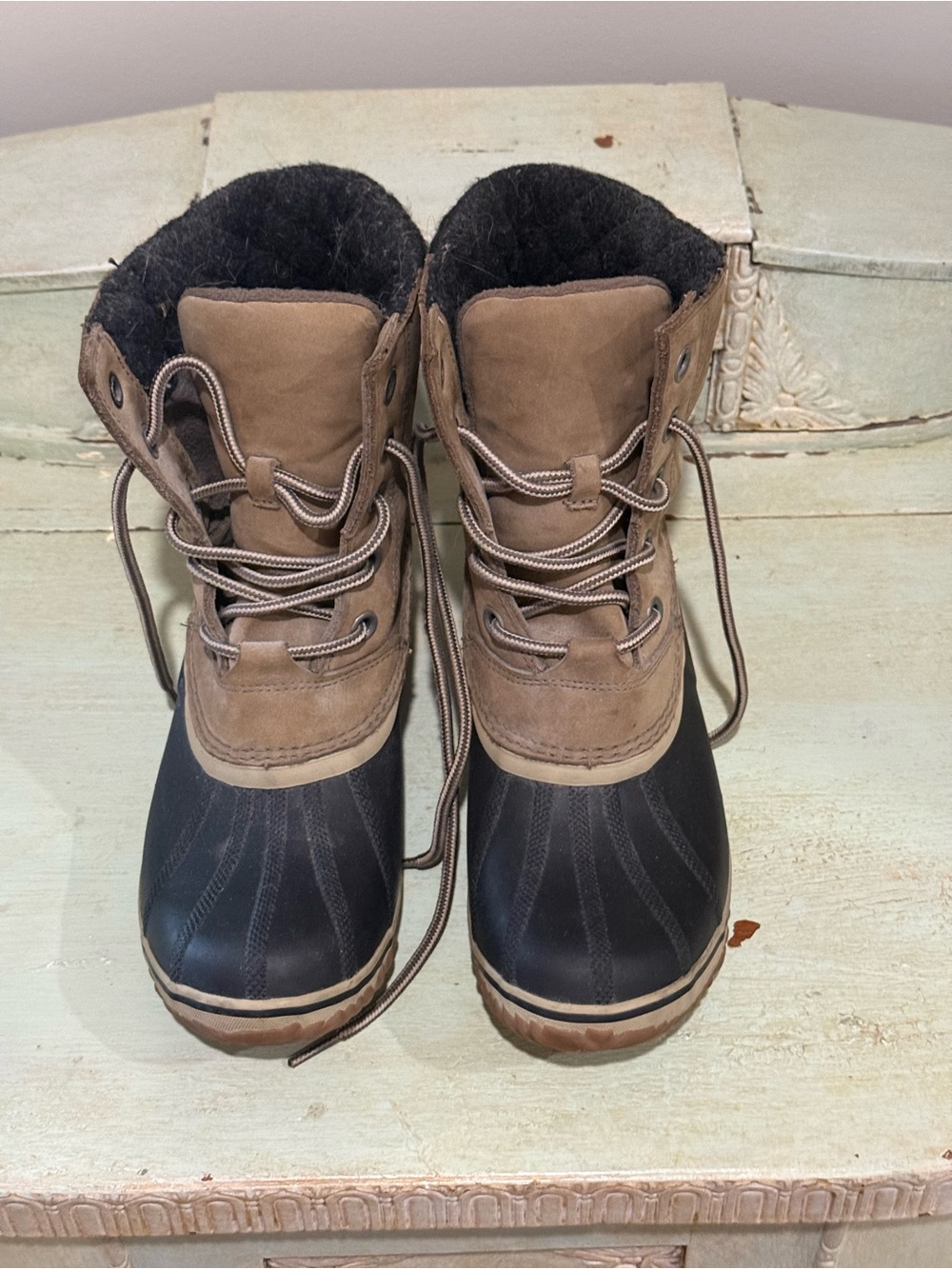 Sorel Women's Black and Brown Winter Rain Boots